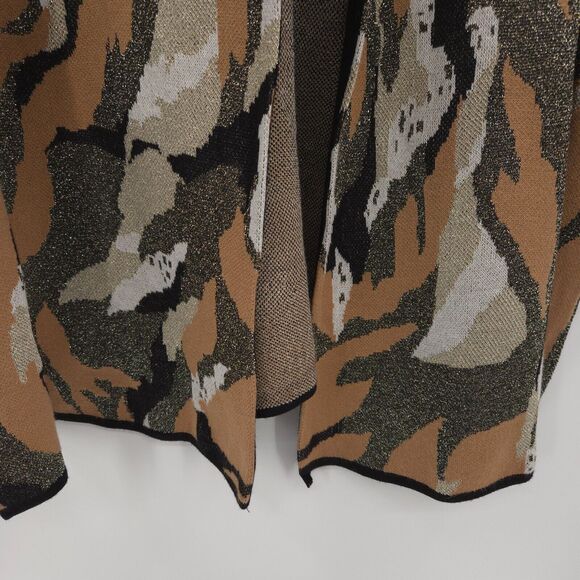 Chico's Lurex Abstract Print Open Cardigan Size 3 (XL) shimmer beige black - Picture 5 of 10